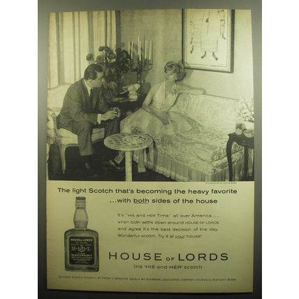1959 House of Lords Scotch Advertisement - Becoming the heavy favorite