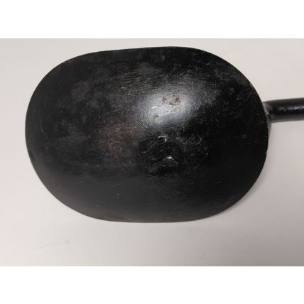 Primitive Iron Metal Ladle - Black -One end flattened, Spoon Head is Oval 15.75"