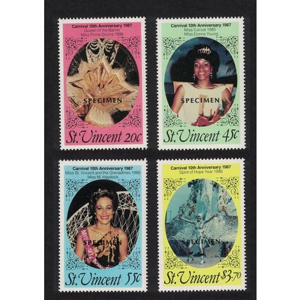St. Vincent Tenth Anniversary of Carnival 4v Specimen 1987 MNH SG#1066-1069