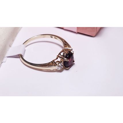Estate 1.02ctw Natural Rd Garnet & Diamond scroll sides 10Kt Y/Gold Ring #20744