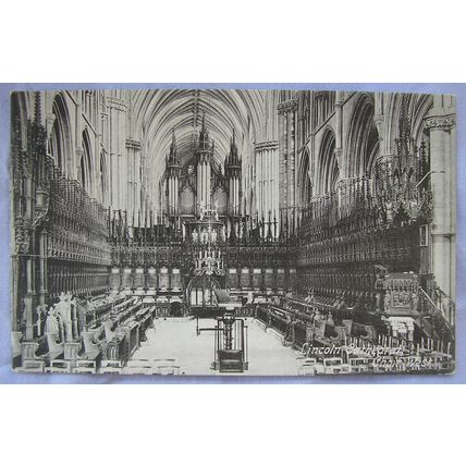 vintage postcard Lincoln Cathedral, Choir West