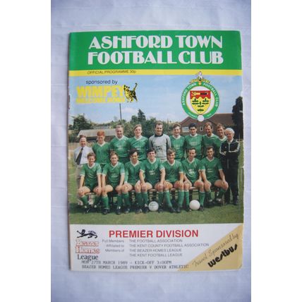 1985 programme Ashford Town v. Dover Athletic