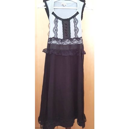 Karen Millen Silk Dress Lace Black Grey Size 8 UK