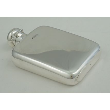 BIG Antique Silver Gilt Pocket Flask, London 1905, holds 300ml, 258g.