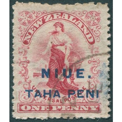 Niue 1902 1d carmine No stop after 'PENI' SG9c used