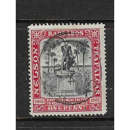 BARBADOS 1906 WMK CROWN CC NELSON CENTENARY 1d USED SG147