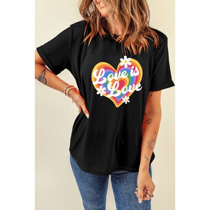 Black Love is Love Rainbow Heart Graphic Crewneck Tee