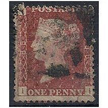 1858 SG43 1d Red Plate 188 Good Used Check Letters "II".