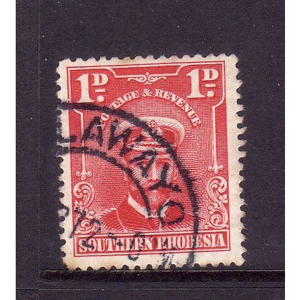 SOUTHERN RHODESIA 1924 SG 2 1d BRIGHT ROSE FINE USED