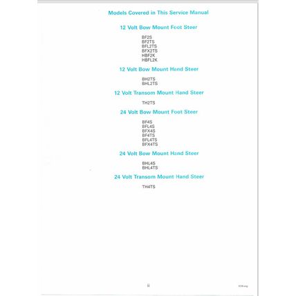 Johnson Evinrude Service Manual Electric Outboards 1993 PN 500605 Reprinted
