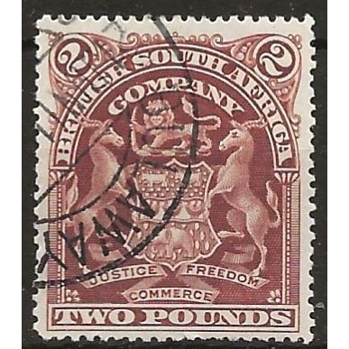 Rhodesia 1908 SG91 £2 Brown Fine Used ..