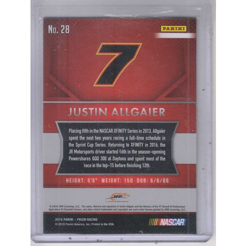 2016 Panini prizm racing Justin Allgaier #28