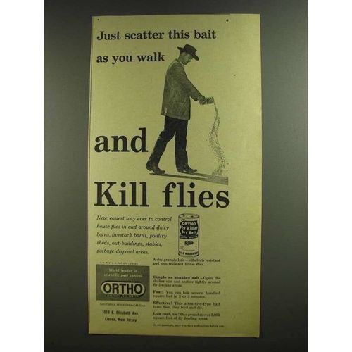 1955 Ortho Fly Killer Dry Bait Ad - Kill Flies
