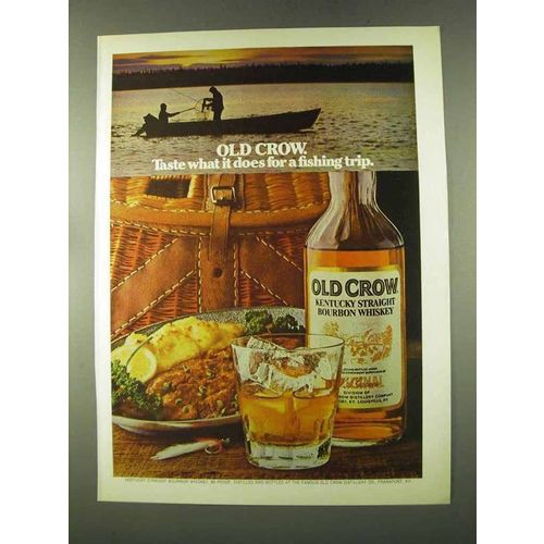 1973 Old Crow Bourbon Ad - Does for a Fishing Trip