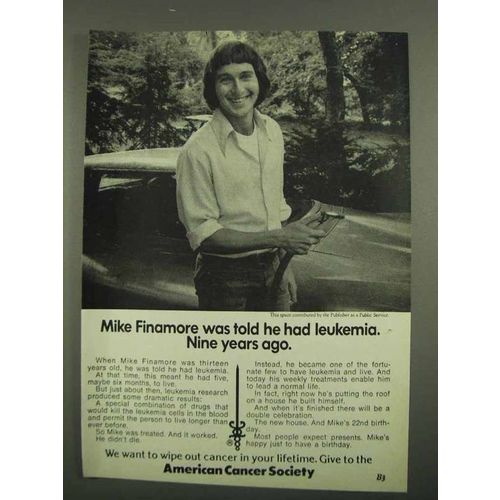 1974 American Cancer Society Ad - Mike Finamore