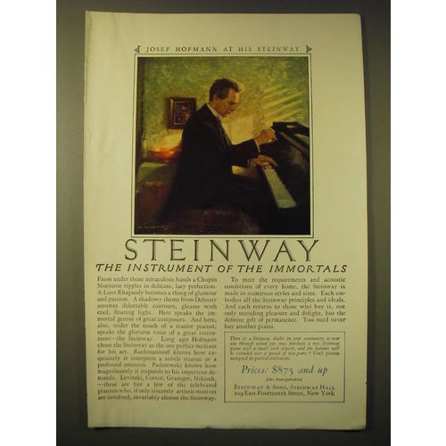 1924 Steinway Pianos Ad - Josef Hofmann at his Steinway