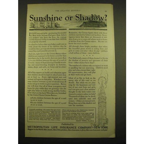 1924 Metropolitan Life Insurance Ad - Sunshine or Shadow?