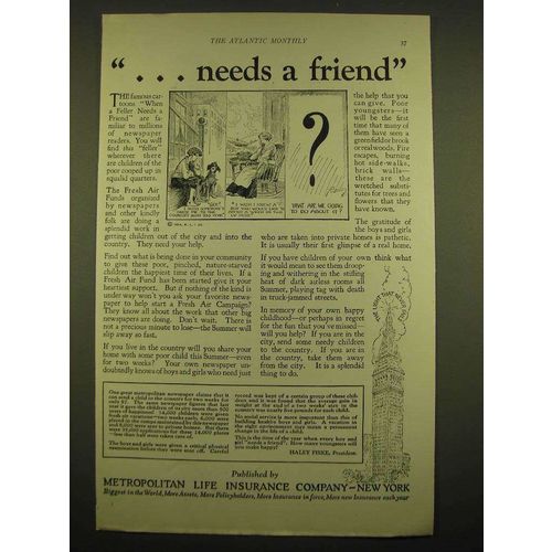 1924 Metropolitan Life Insurance Ad - needs a friend