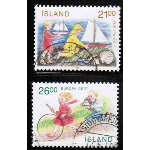 1989 Iceland - Europa Children;s games set of 2 - used Scott #675-76