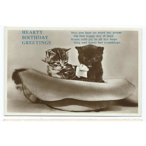 greetings postcard birthday. kittens no publisher card rp