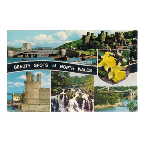 NORTH WALES, multiview , used postcard by Bamforth 1975 postmark. =