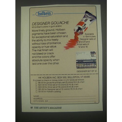 1991 HK Holbein Designer Gouache Ad - Designer Gouache 63 brilliant colors in gu