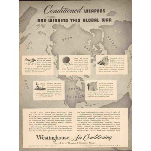 WESTINGHOUSE ELECTRIC MFG CO 1943 Conditioned weapons WW2 vintage ad