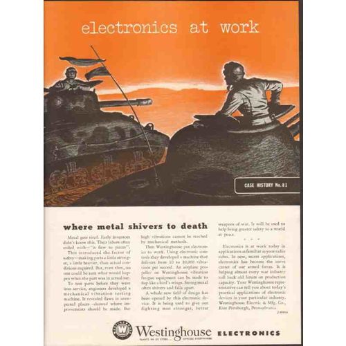 WESTINGHOUSE ELECTRIC MFG CO 1943 metal shivers death WW2 vintage ad