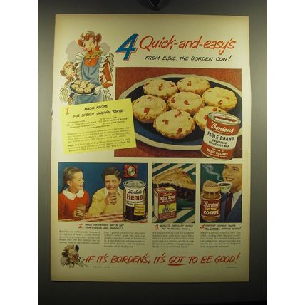 1949 Borden's Ad - Eagle Brand Condensed Milk, Hemo, None Such Mince Meat