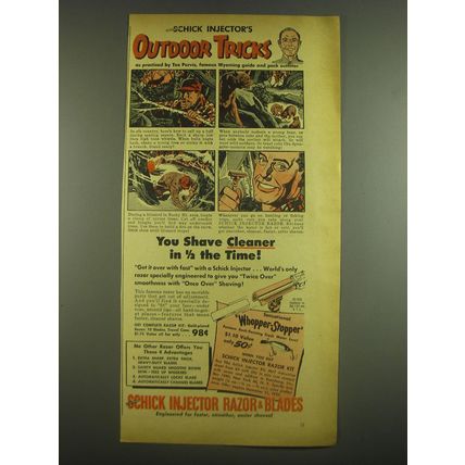1952 Schick Injector Razor & Blades Ad - Outdoor Tricks by Tex Purvis