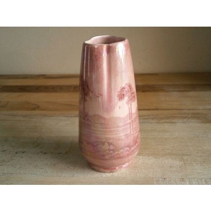 Victorian H.J. Wood Pink Lustre Ware ( Lustreware ) Tree Scene Posy Vase