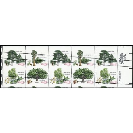 1764-7a Spectacular Misperforated ERROR Sheet of 40 15¢ Tree Stamps Stuart Katz