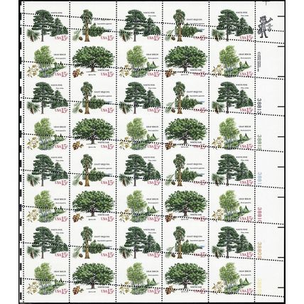 1764-7a Spectacular Misperforated ERROR Sheet of 40 15¢ Tree Stamps Stuart Katz