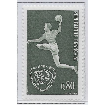 FRANCE 1970 MINT MOUNTED MH SPORTS HAND BALL PLAYER LEAPING SHOOTING CHAMPIONS