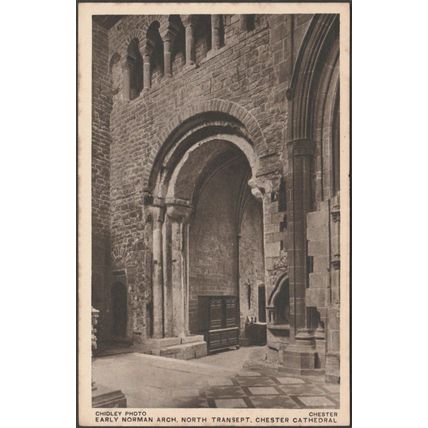 Early Norman Arch, Chester Cathedral, Cheshire, c.1930s - Chidley Postcard