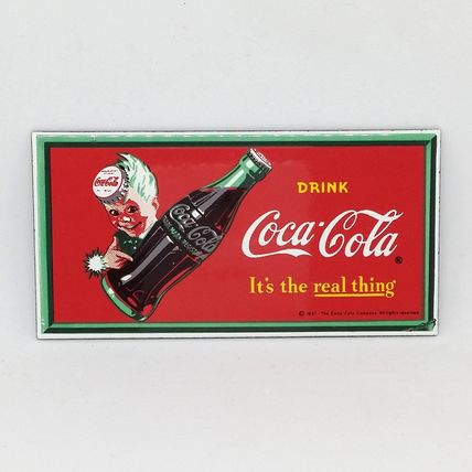 Coca Cola Porcelain Magnet (Sprite Boy & Bottle) -1991 Ande Rooney Fridge Magnet