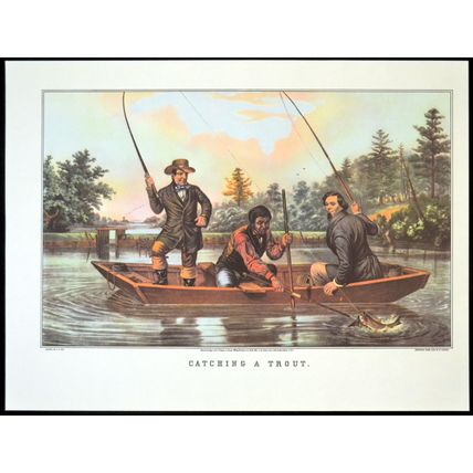 CATCHING A TROUT 1952 Arthur Fitzwilliam Tait - Nathaniel Currier PRINT