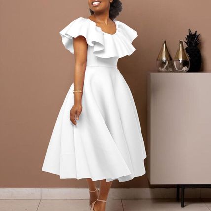 Fashion temperament ruffled large skirt swing party dress dress dress