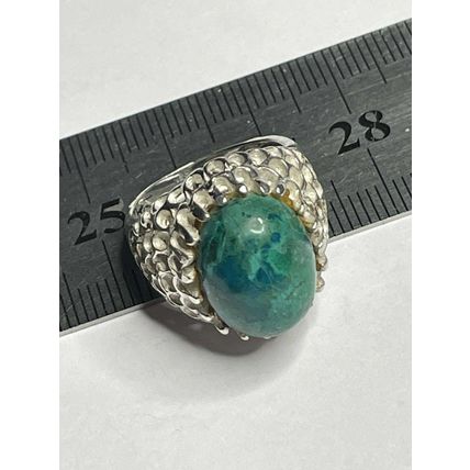 Antique Vintage Edwardian 925 Silver & Cabochon Turquoise Large Ring Size N 1/2