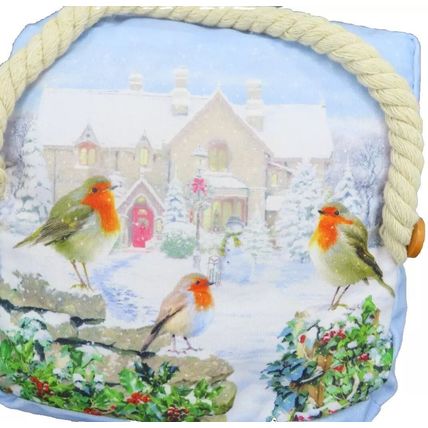Christmas Robins Doorstop Winter Scene 17 CM Gift Home Decor Festive Holidays