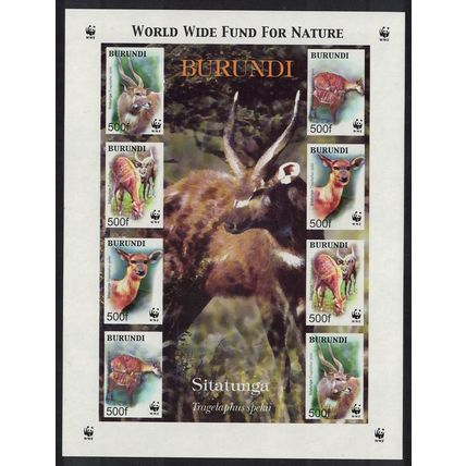 Burundi WWF Sitatunga Imperf Sheetlet of 2 sets 2004 MNH SG#MS1641a