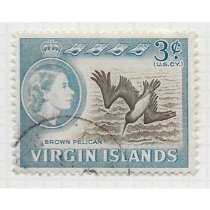 VIRGIN ISLANDS BRITISH 1964 QE2 BIRD BROWN PELICAN USED SG180