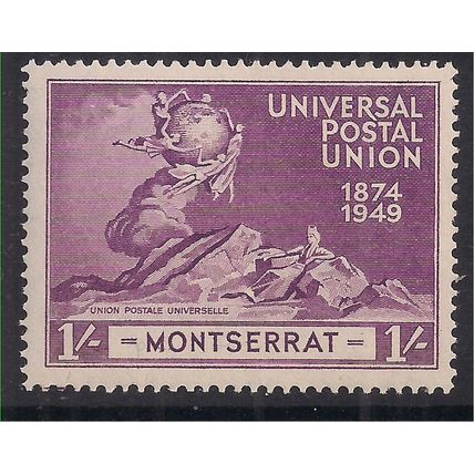 Montserrat 1949 KGV1 1/-d Purple UPU Postal Union MM SG 120 ( K1335 )