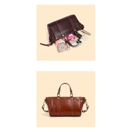 Genuine Leather Women Purses and Ladies Handbags Brown
