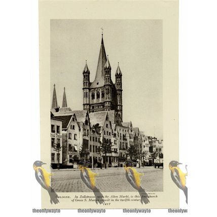 Cologne, Zollstrasse, Gross St Martin Church, Germany, Book Illustration c1920