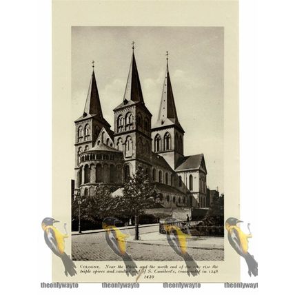 Cologne, St Cunibert's Cathedral, Germany, Book Illustration c1920