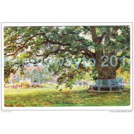 SEAT BENEATH THE OAK, ENGLISH GARDENS NO 18, ENGLAND, 1928, Postcard