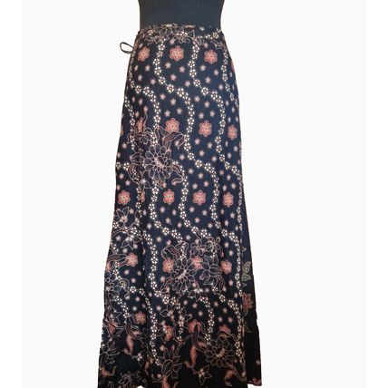 Vintage Beaded Boho Hippy Long Cotton Festival Skirt 14 UK