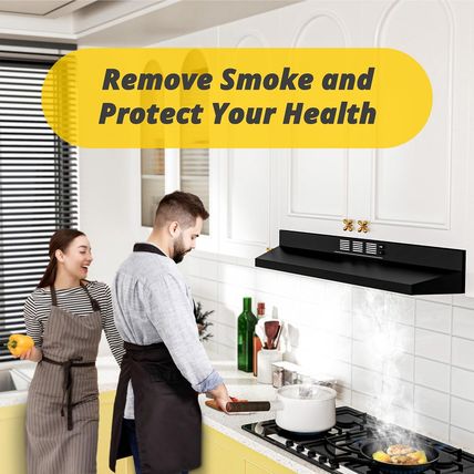 FIREGAS Black Range Hood 36 Inch under Cabinet, Ducted/Ductless Convertible Kitc