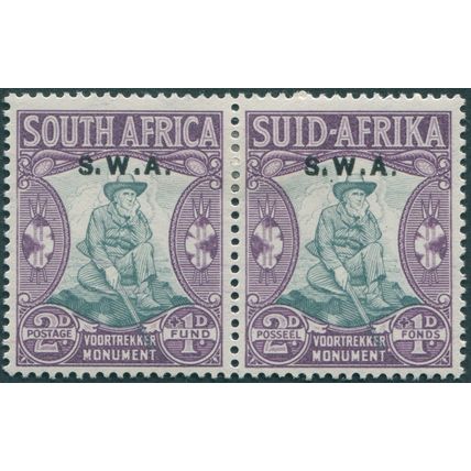 South West Africa 1935 2d.+1d. grey-green & purple SG94 unused pair